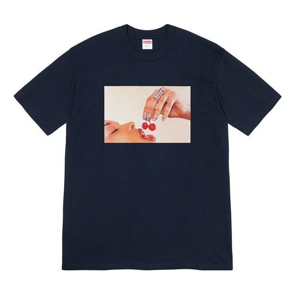 Supreme SS20 Week 1 Cherries Tee Cherry Short Sleeve Unisex Navy Blue SUP-SS20-281 - 1