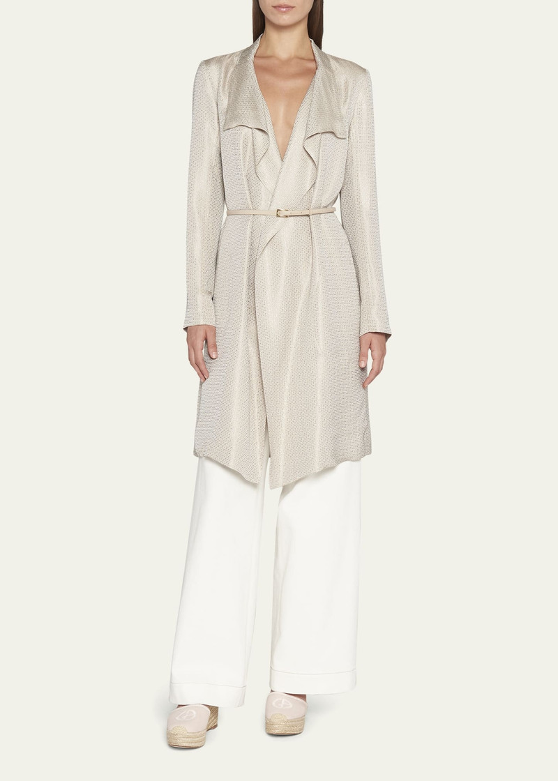 GIORGIO ARMANI Belted Metallic Wrap Coat outlook
