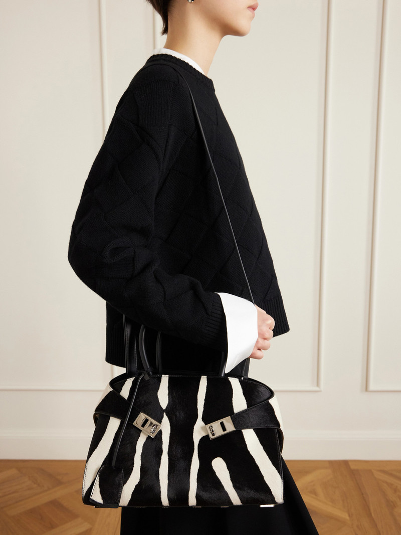 FERRAGAMO Hug Small Zebra-print Calf Hair Tote outlook