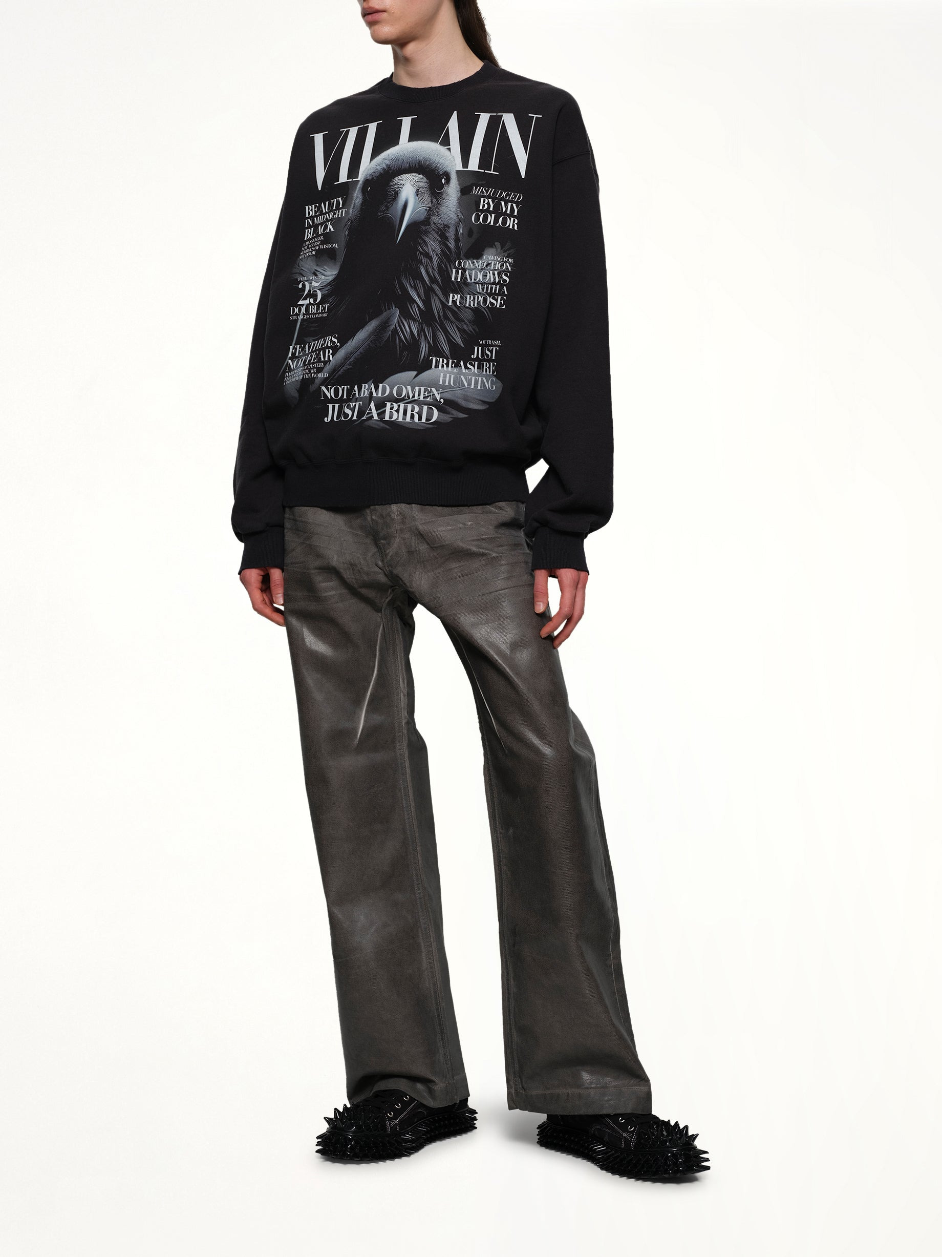 Villain Cover Print Sweat Shirt in Black - 4
