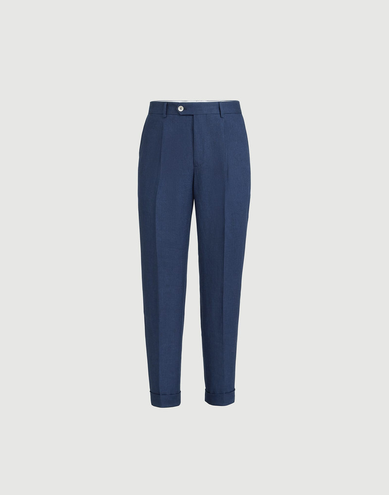 Délavé linen trousers with pleat 1