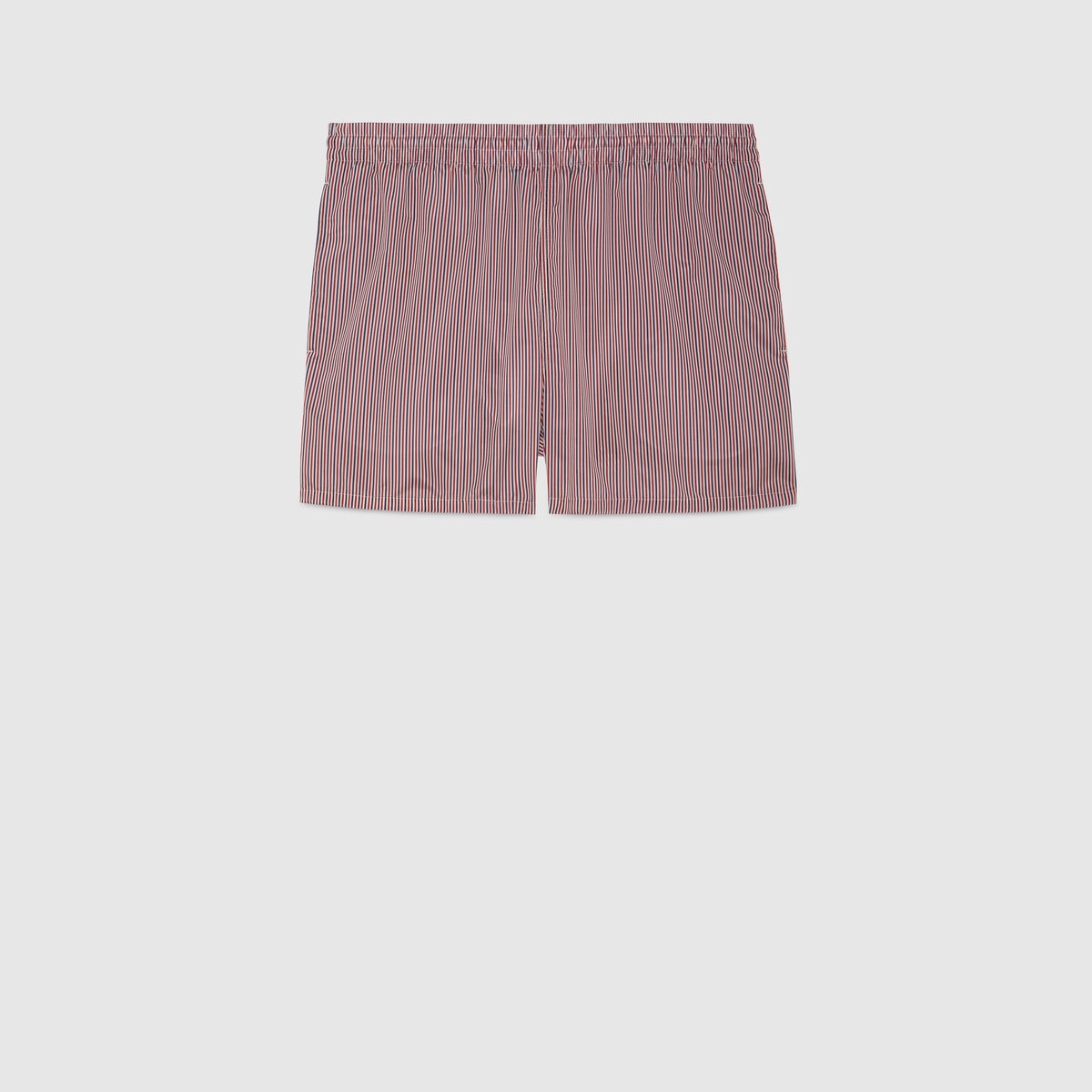 Striped fabric swim shorts with patch - 1