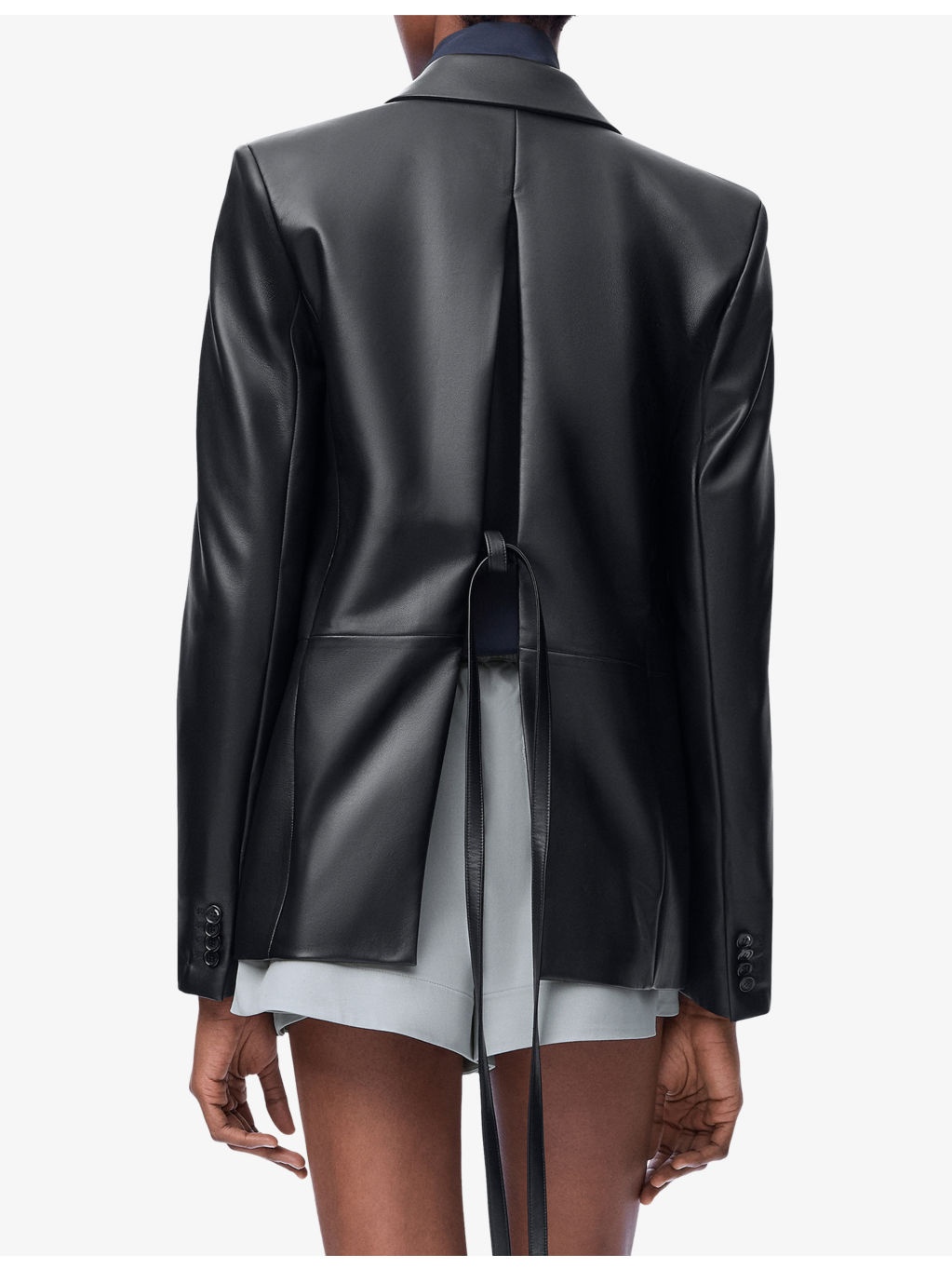 Tailored Split-Back Leather Blazer - 4