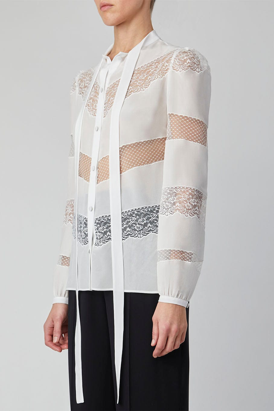 Crepe De Chine Lace Shirt - 4