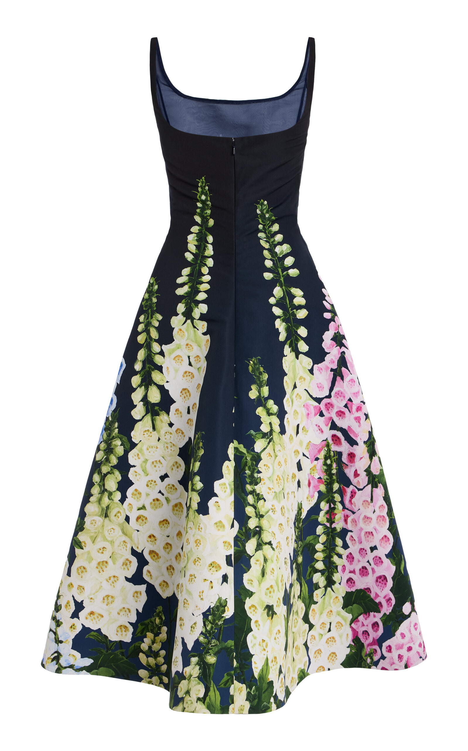 Foxglove-Printed Faille Cocktail Dress navy - 5