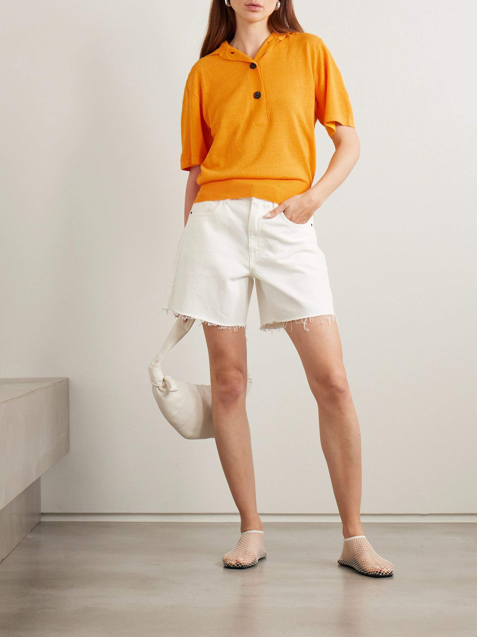 Knitted polo shirt Orange - 2