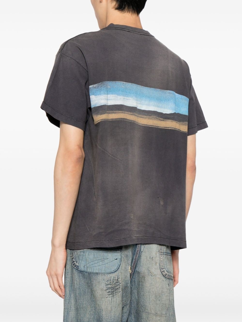 painterly-print cotton T-shirt - 4
