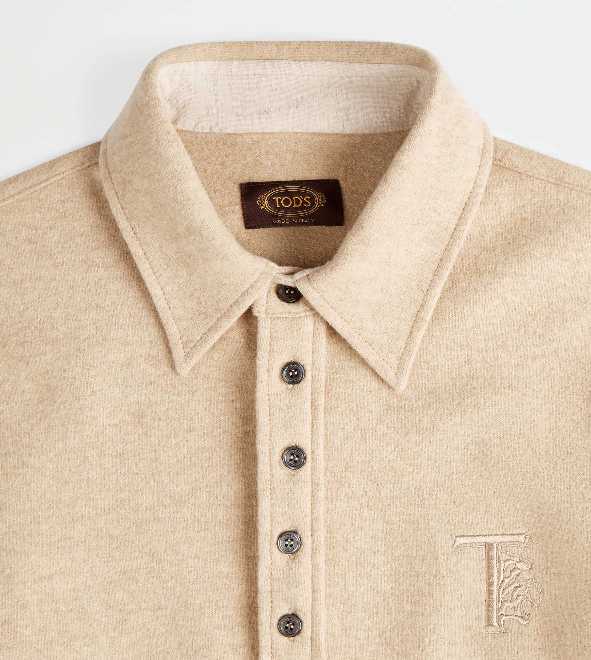 CASHMERE BLEND POLO SHIRT - BEIGE - 3