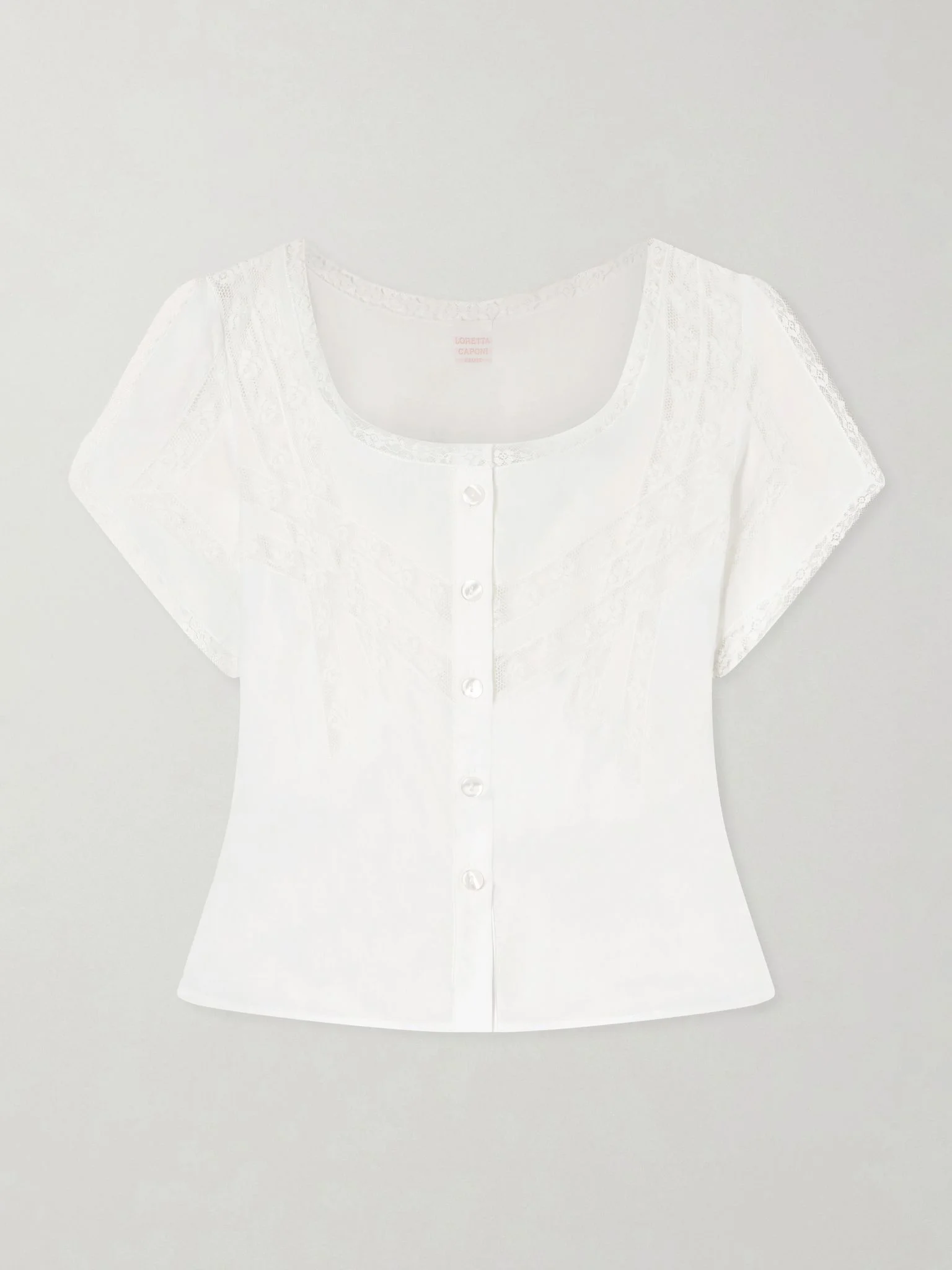 Angela lace-trimmed cotton blouse White - 1