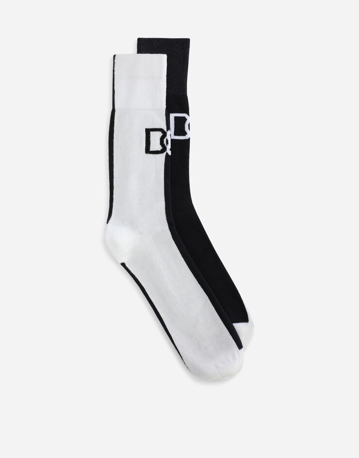 Two-tone stretch cotton socks with DG logo - 1