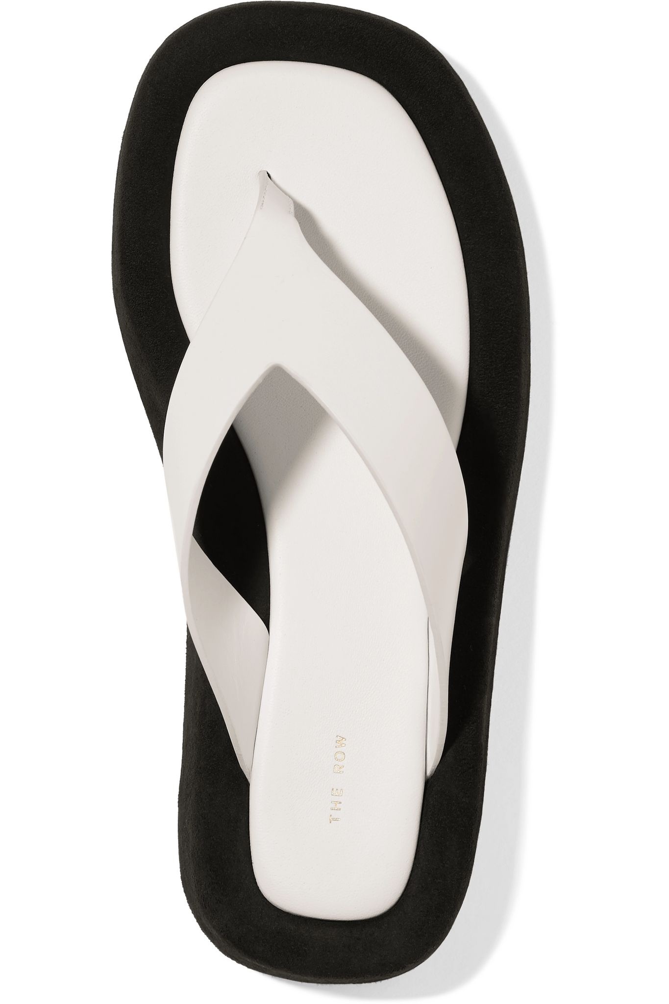 Ginza two-tone leather and suede platform flip flops - 6