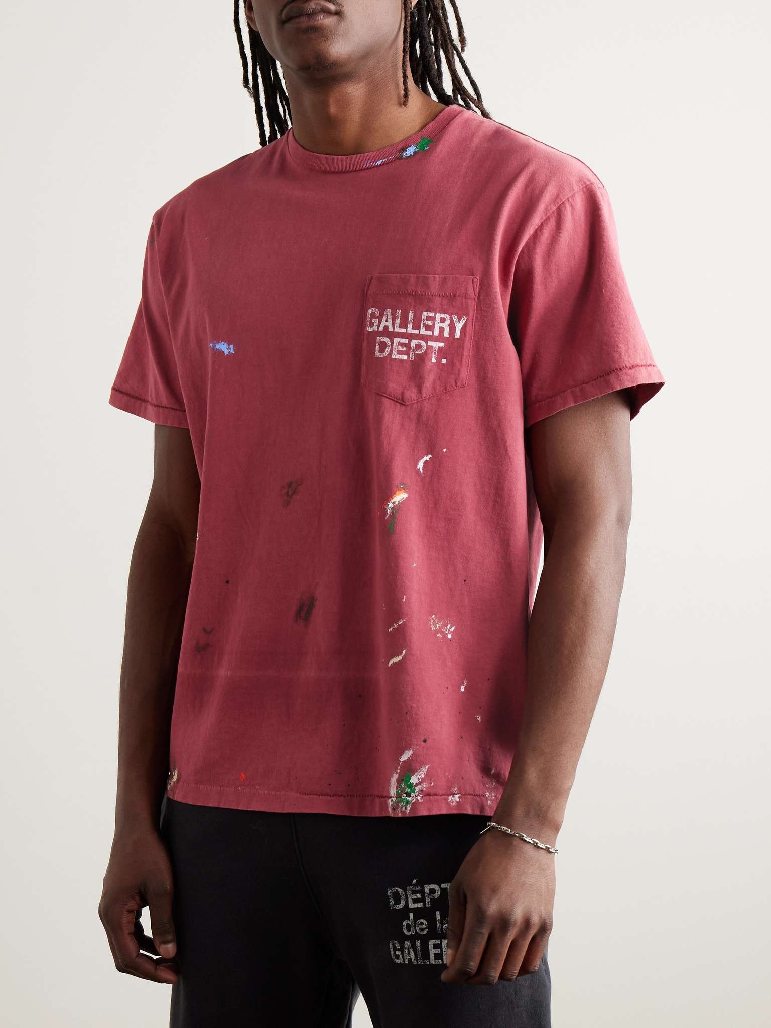 Logo-Print Paint-Splattered Cotton-Jersey T-Shirt - 3