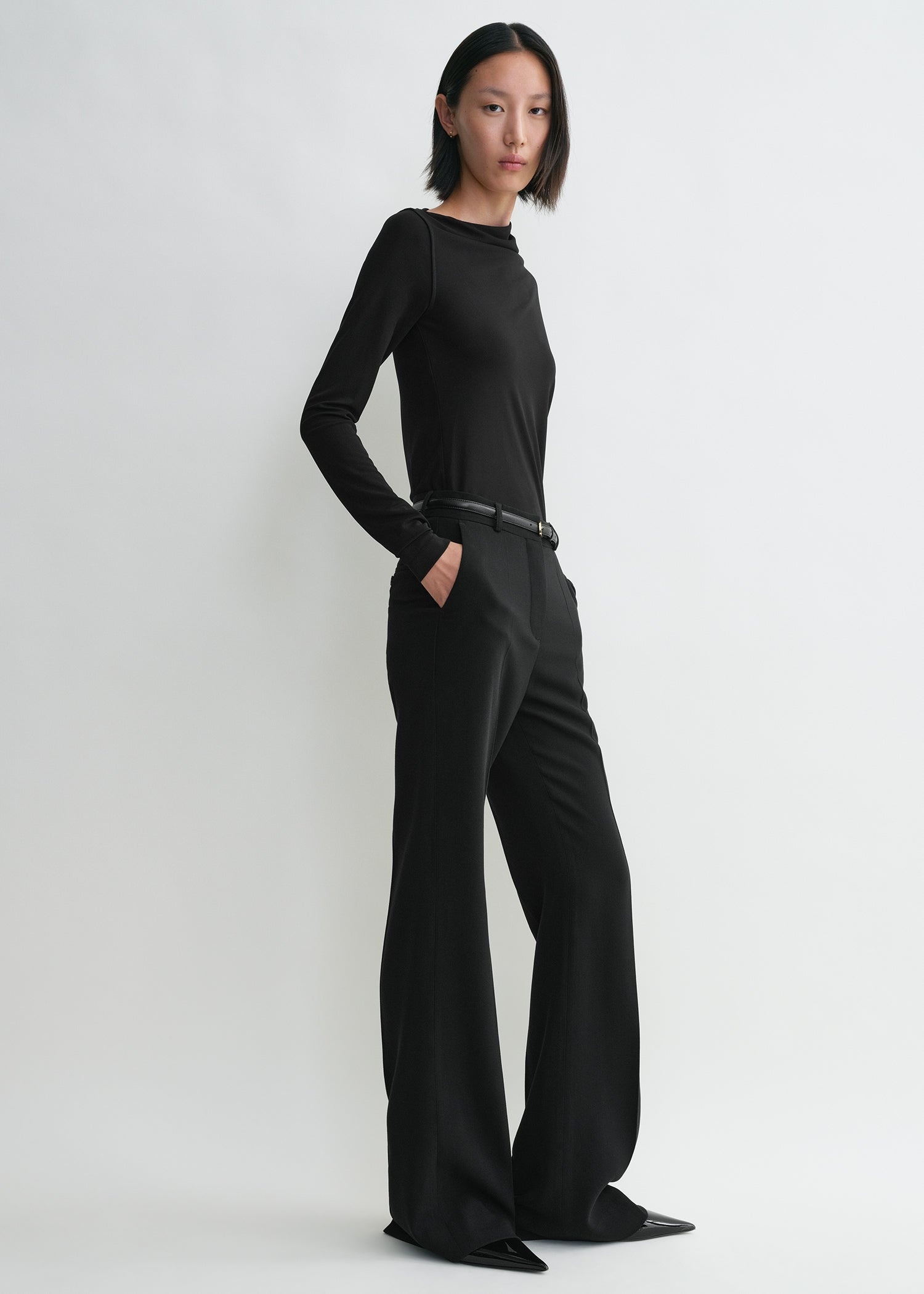 Draped jersey top black - 4