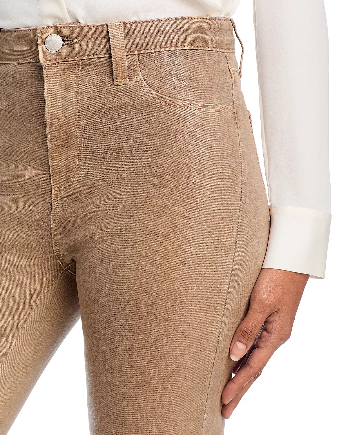 Kendra High Rise Cropped Flared Jeans in Rye Coated - 6