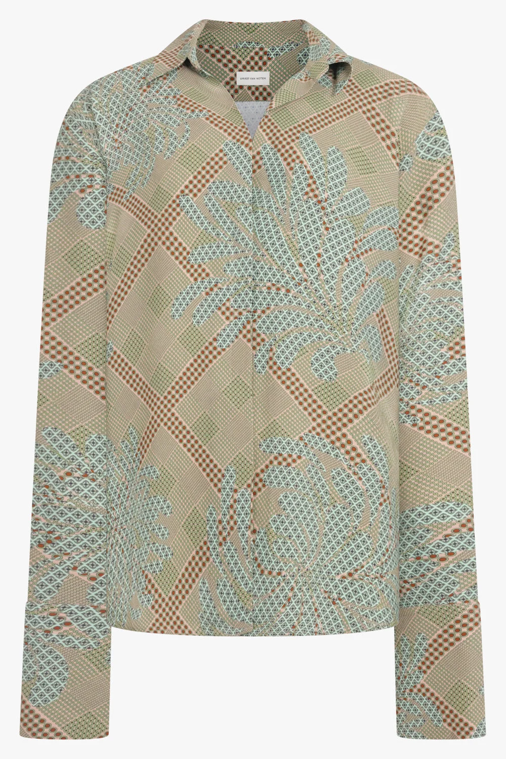 CELINDRA FLORAL MOTIF LS SHIRT | GREEN/MULTI - 1