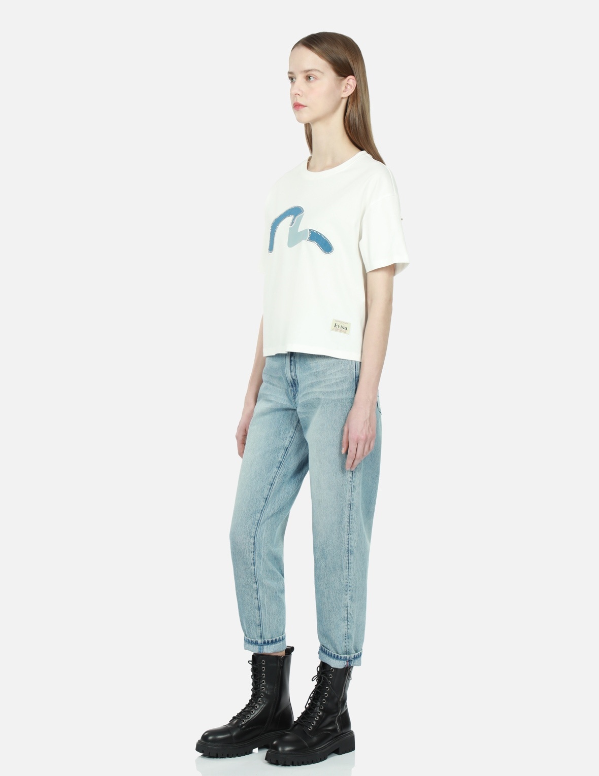 SEAGULL PRINT AND EMBROIDERY TAPER-FIT JEANS - 4