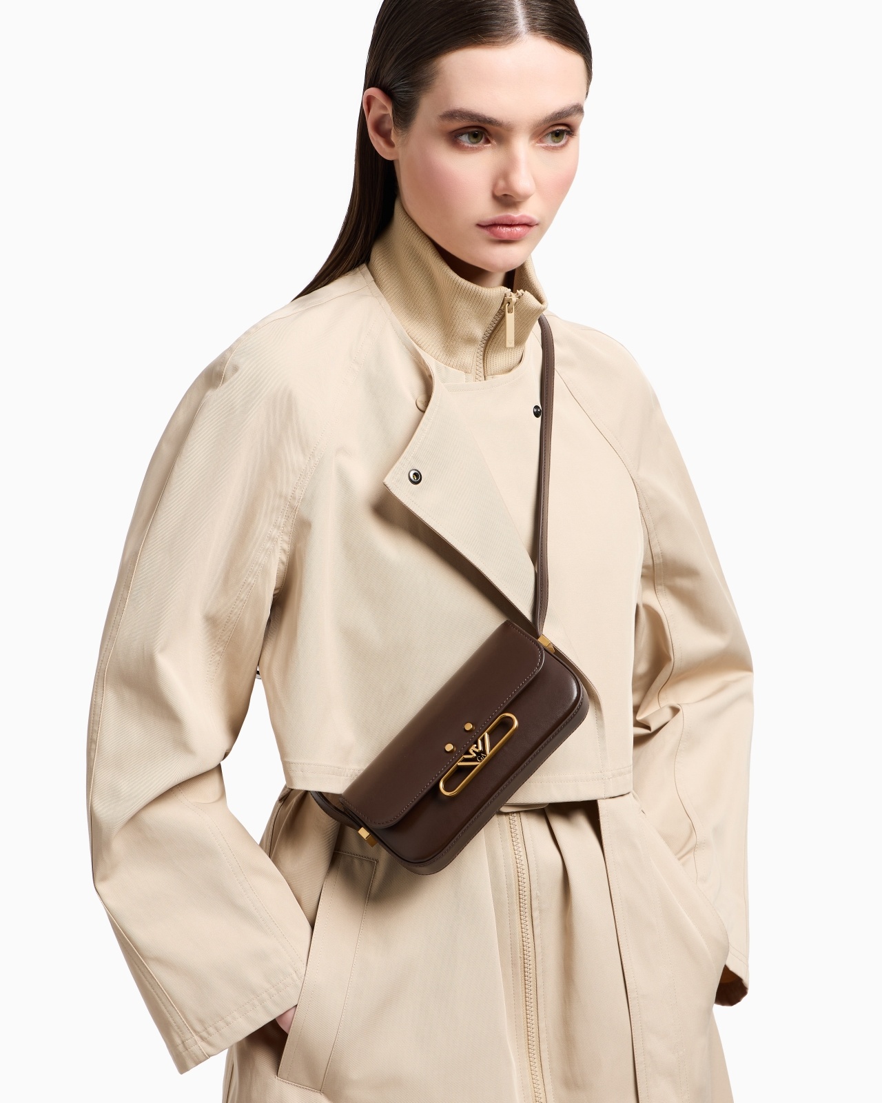 SMOOTH LEATHER MINI SHOULDER BAG WITH METAL EAGLE LOGO - 6