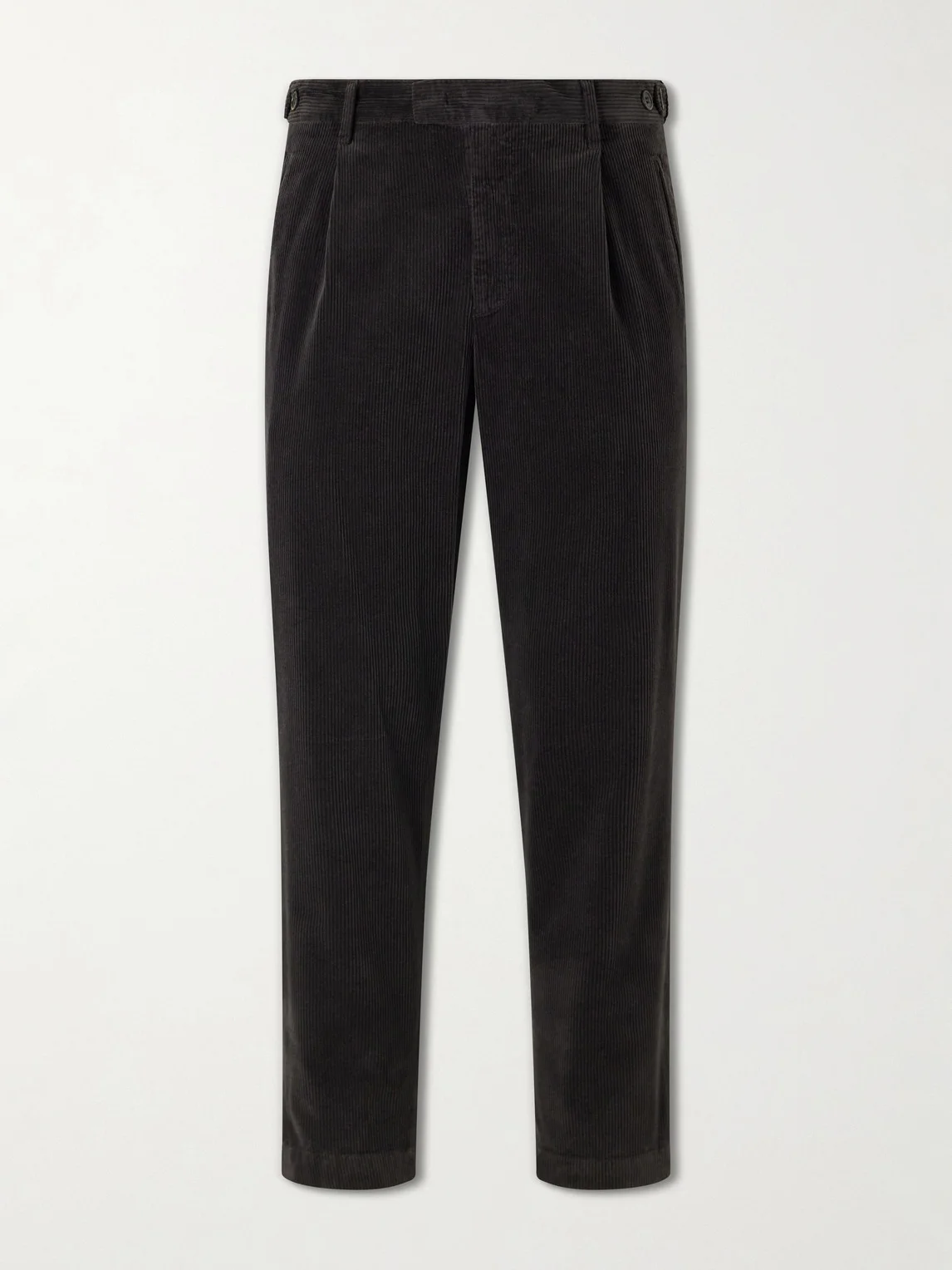 Straight-Leg Pleated Courduroy Trousers - 1