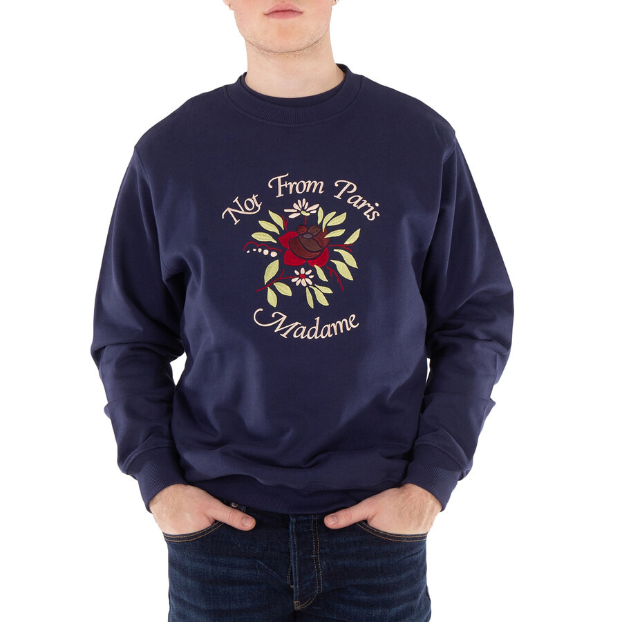 Drole De Monsieur Men's Navy Slogan Fleurs Le Sweatshirt - 1