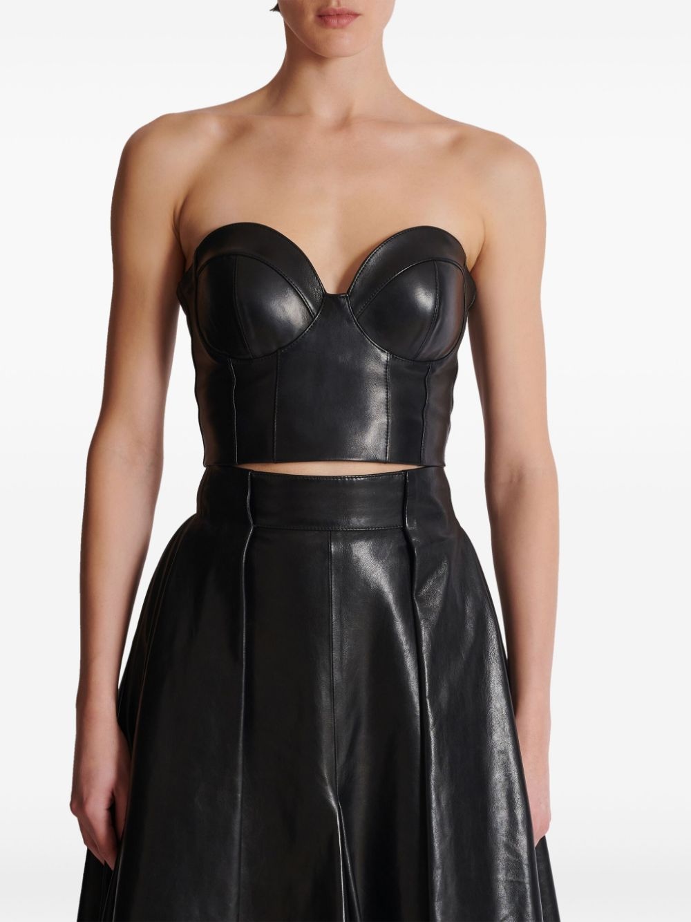 zip-up leather corset top - 5