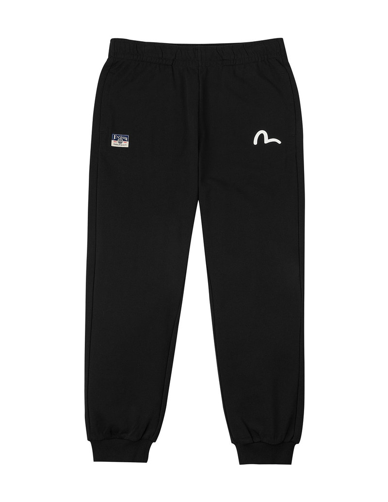 EVISU Brushstroke Seagull and Logo Print Straight Fit Sweatpants outlook