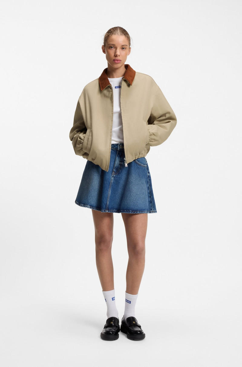 HUGO STRETCH-COTTON JACKET WITH CONTRAST CORDUROY COLLAR outlook