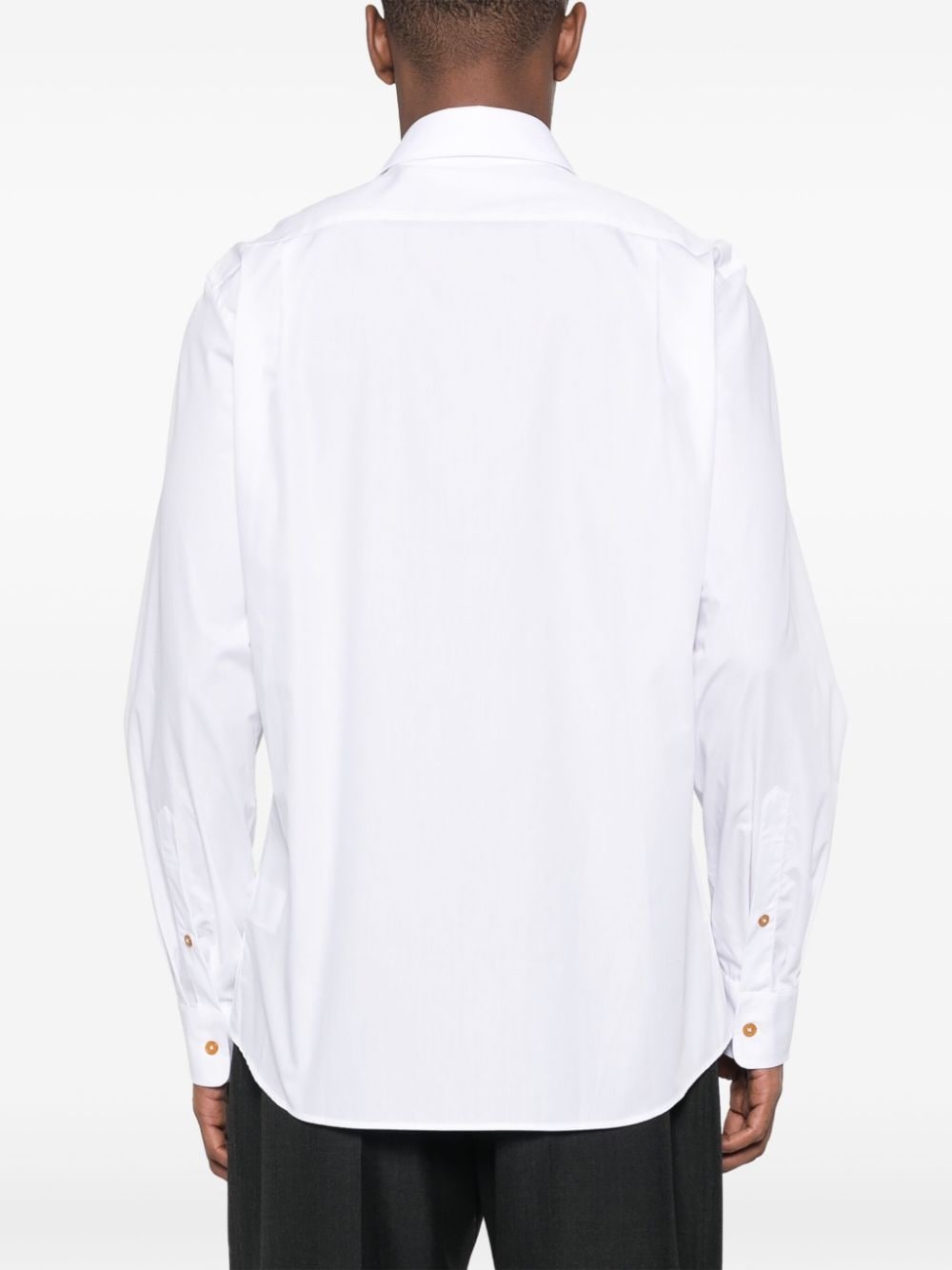 logo-embroidered cotton shirt - 4