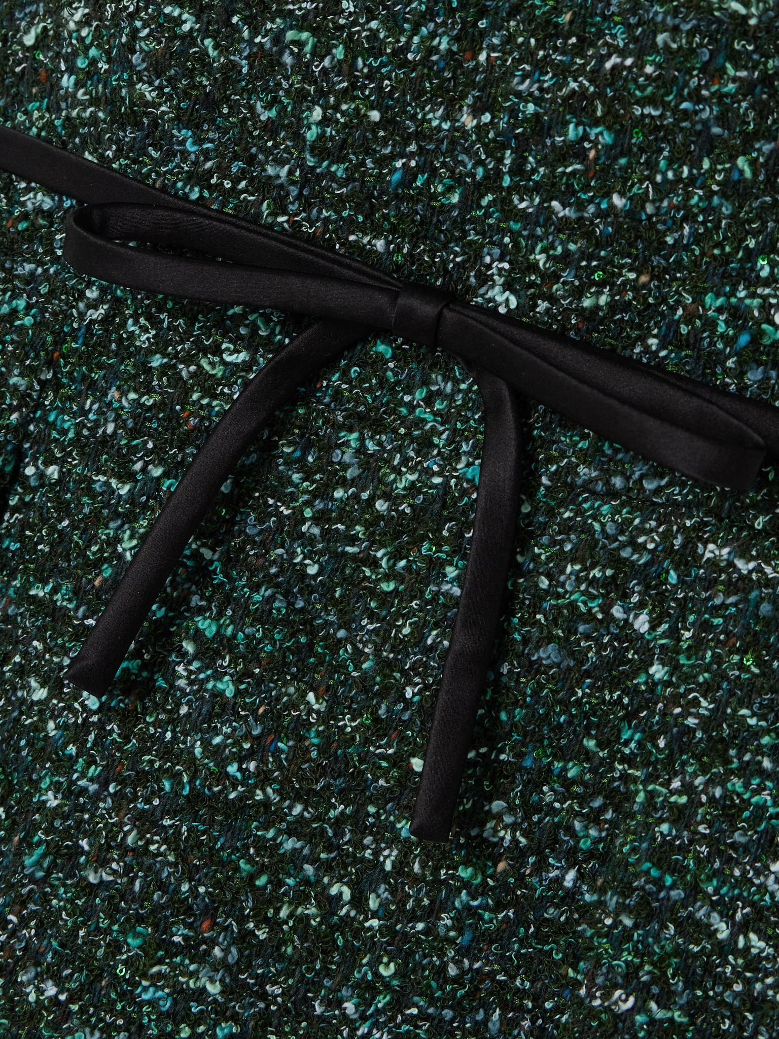 Bow-detailed bouclé-tweed midi dress Green - 4