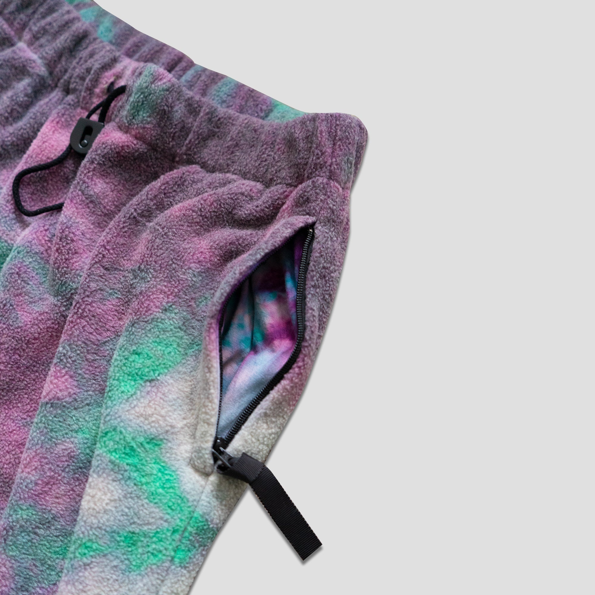 REVERSIBLE FLEECE TIE DYE FLARE PANTS - PURPLE/BLUE - 2