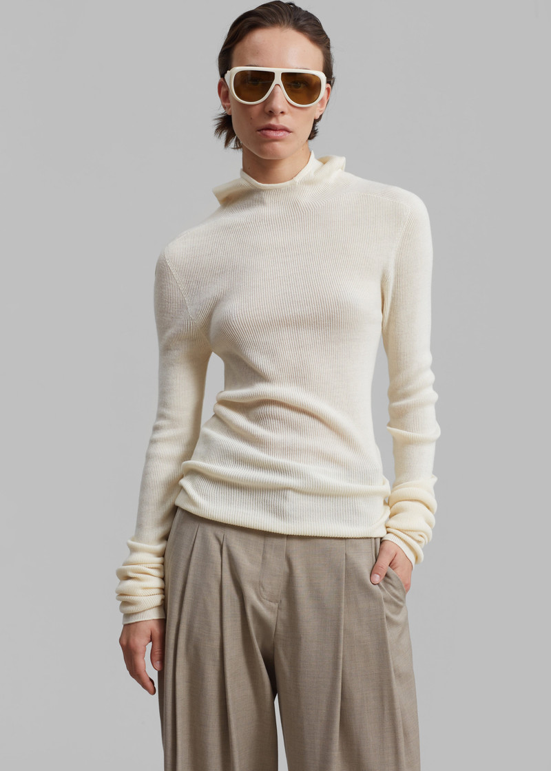 Danae Hooded Knit Top - Off White 6