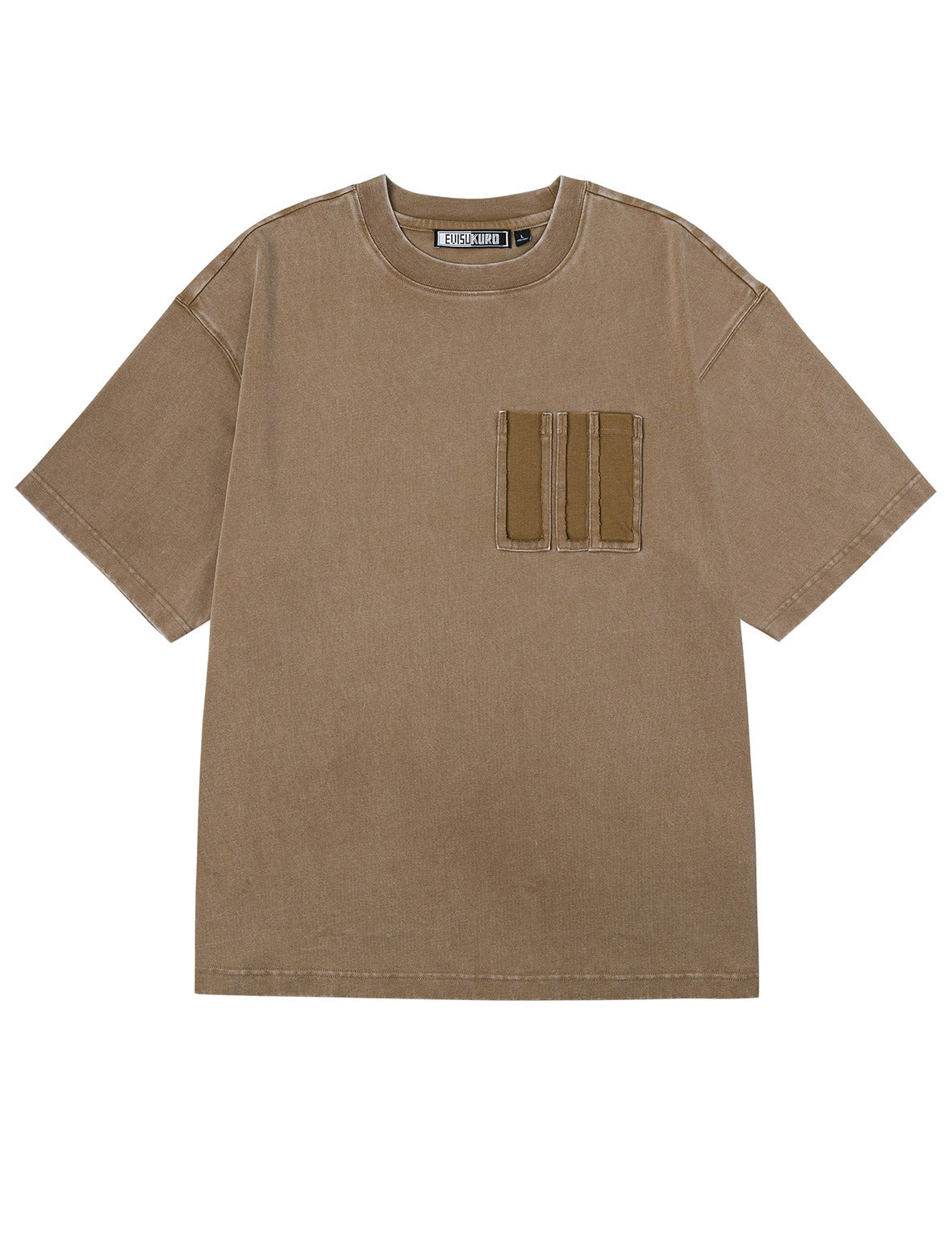 Washed Distressed Pocket and Gradient Print Loose Fit T-shirt - 2