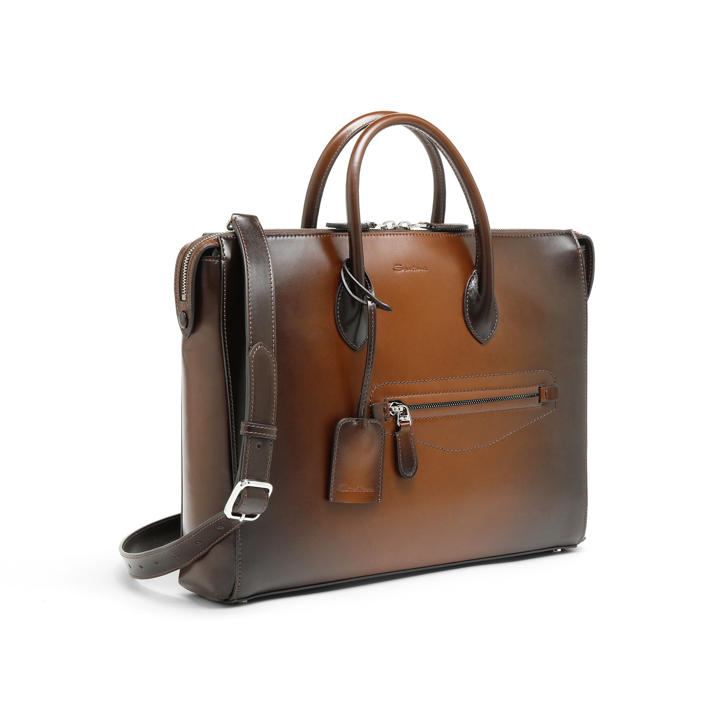 Dark brown leather laptop bag - 4