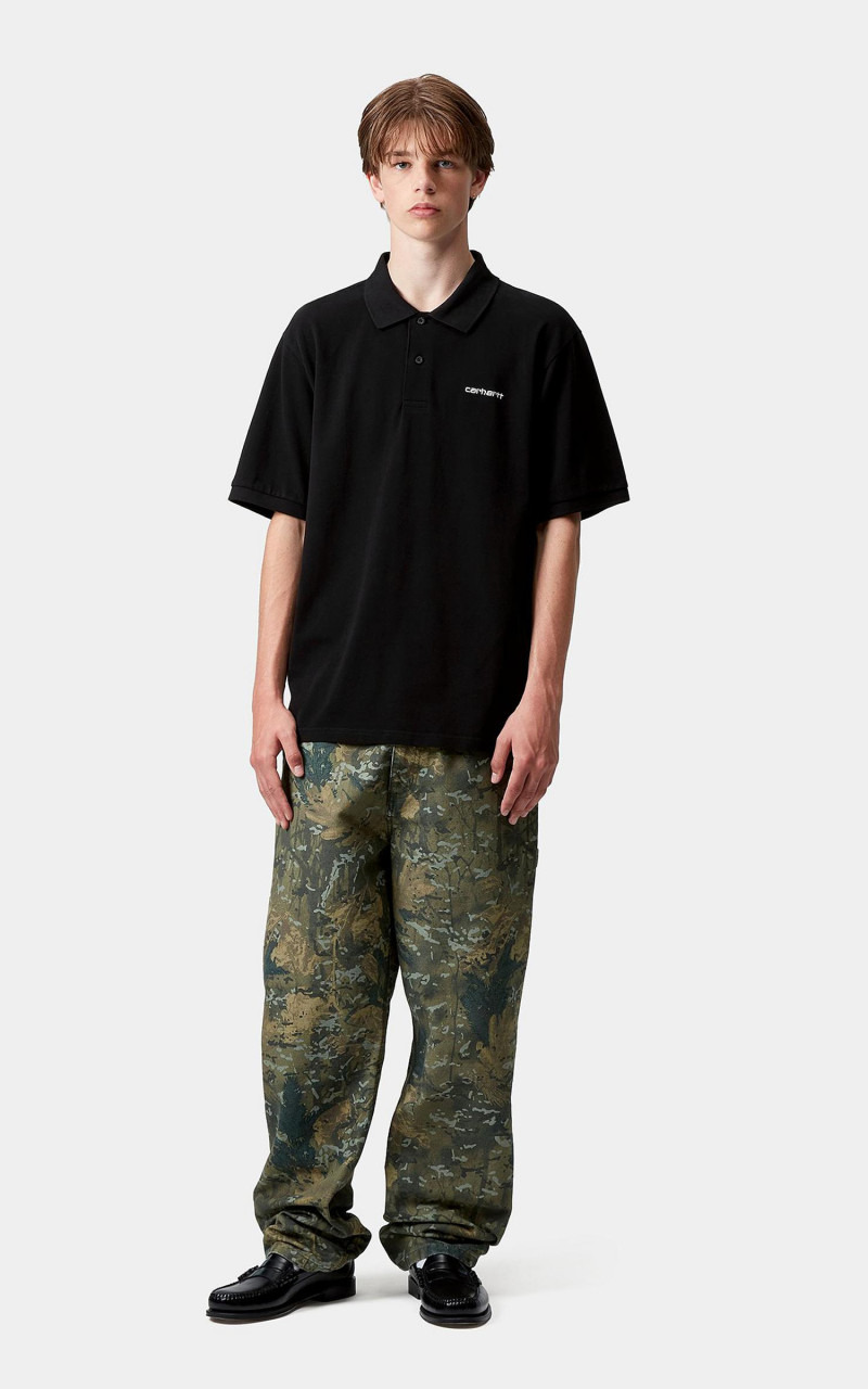 S/S CARHARTT SCRIPT POLO BLACK/WHITE - 4