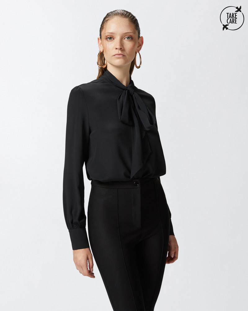 PINKO SILK-BLEND SHIRT WITH BOW outlook