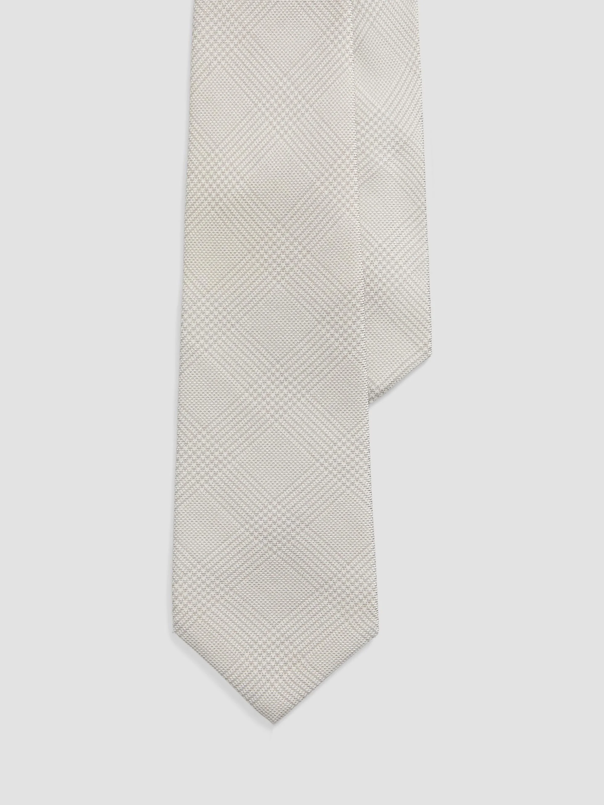 Men's Glen Plaid Cashmere-Silk Tie - Pearl Grey - 1