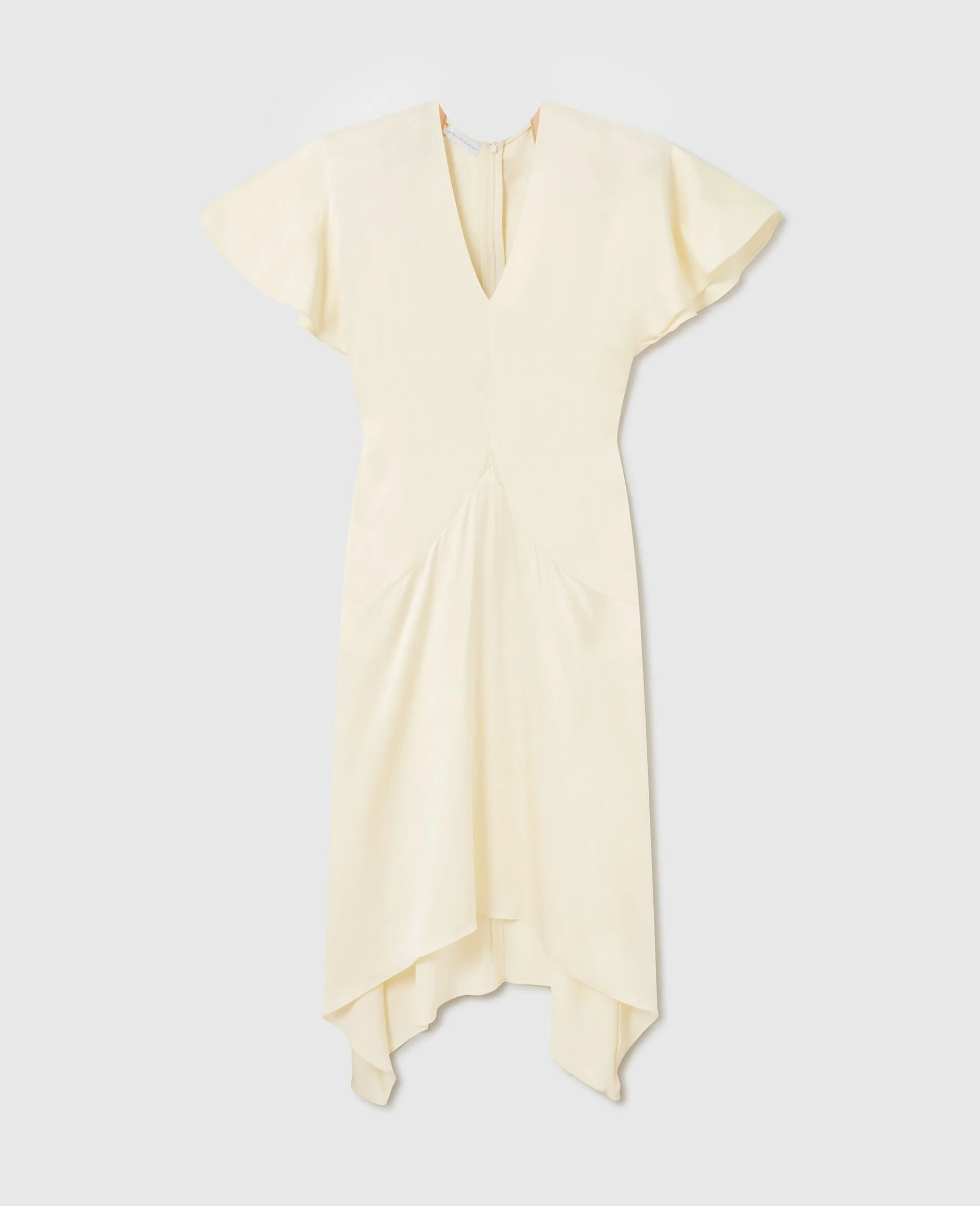 V-Neck Short-Sleeve Satin Midi Dress - 1