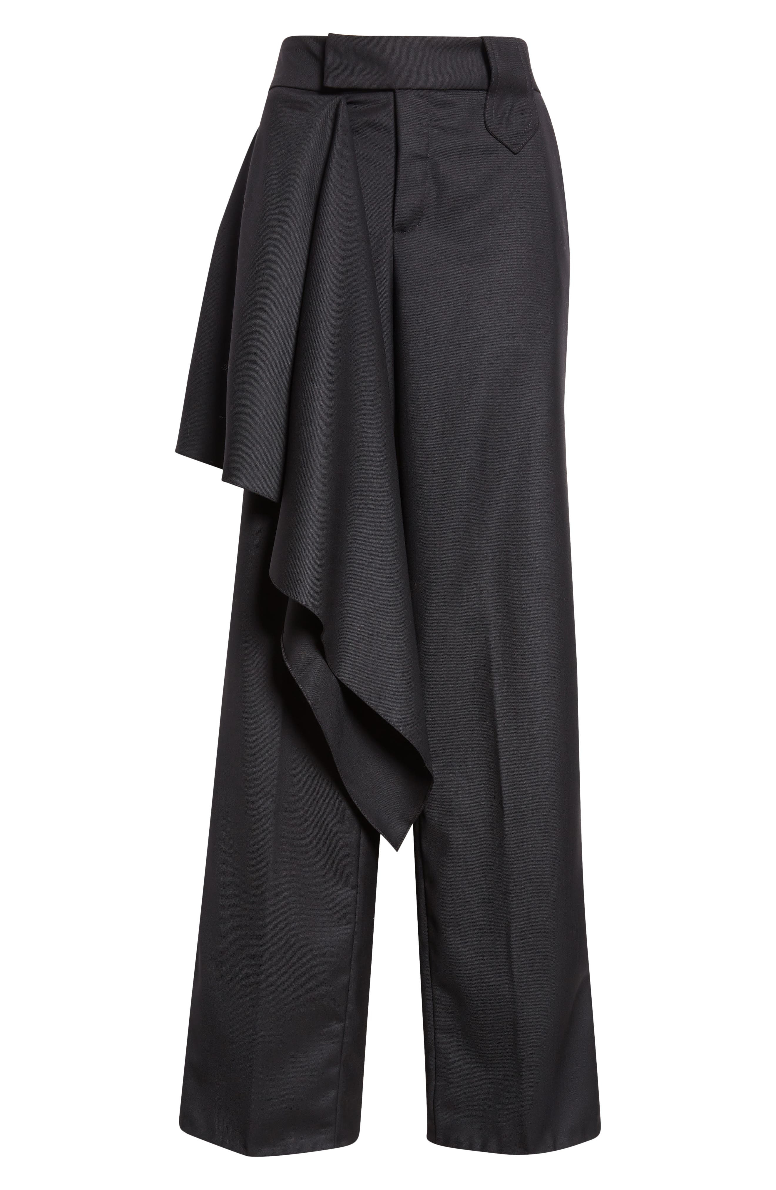Johanna Ortiz Cascade Ruffle Wool Tea Pants in Black at Nordstrom - 5