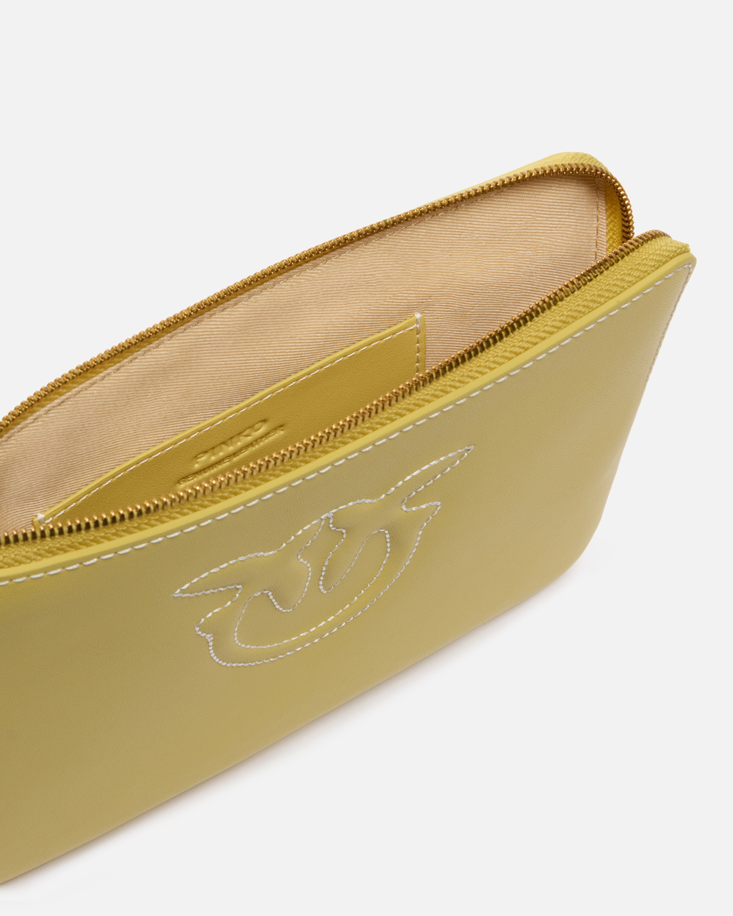 LEATHER CLUTCH WITH WRISTLET AND BIRDS LOGO - 4