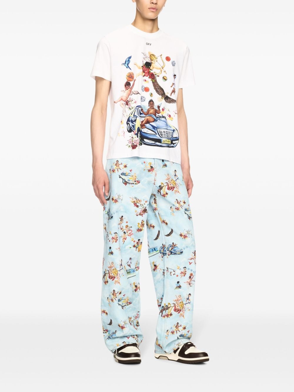 fresco-print jeans - 2