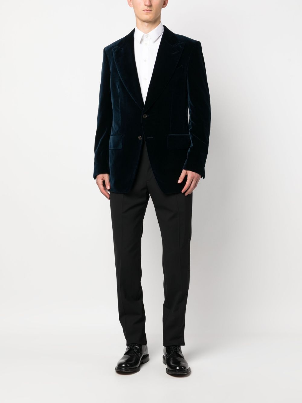 single-breasted velvet blazer - 2