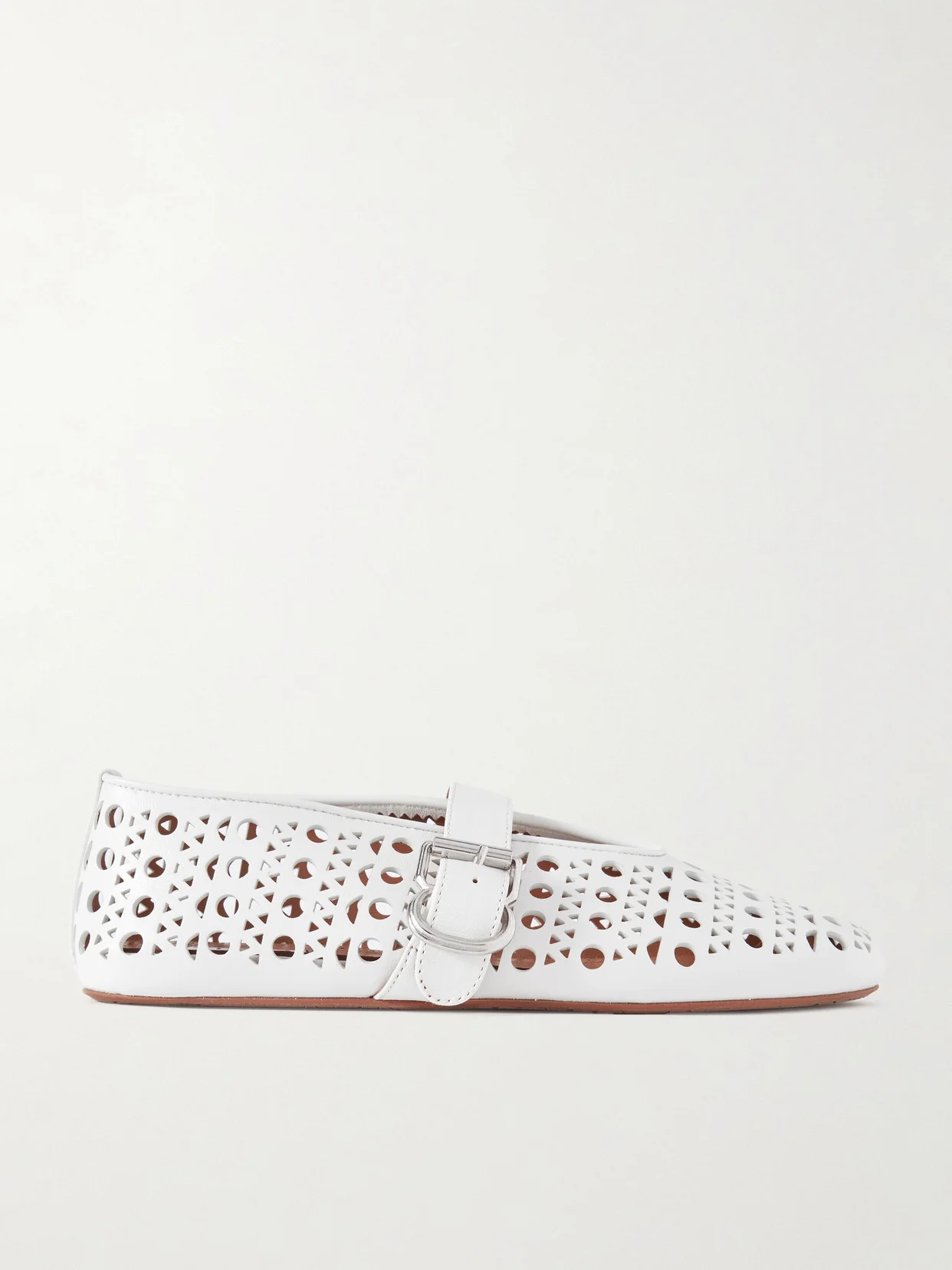 Perforated Leather Ballet Flats - 1