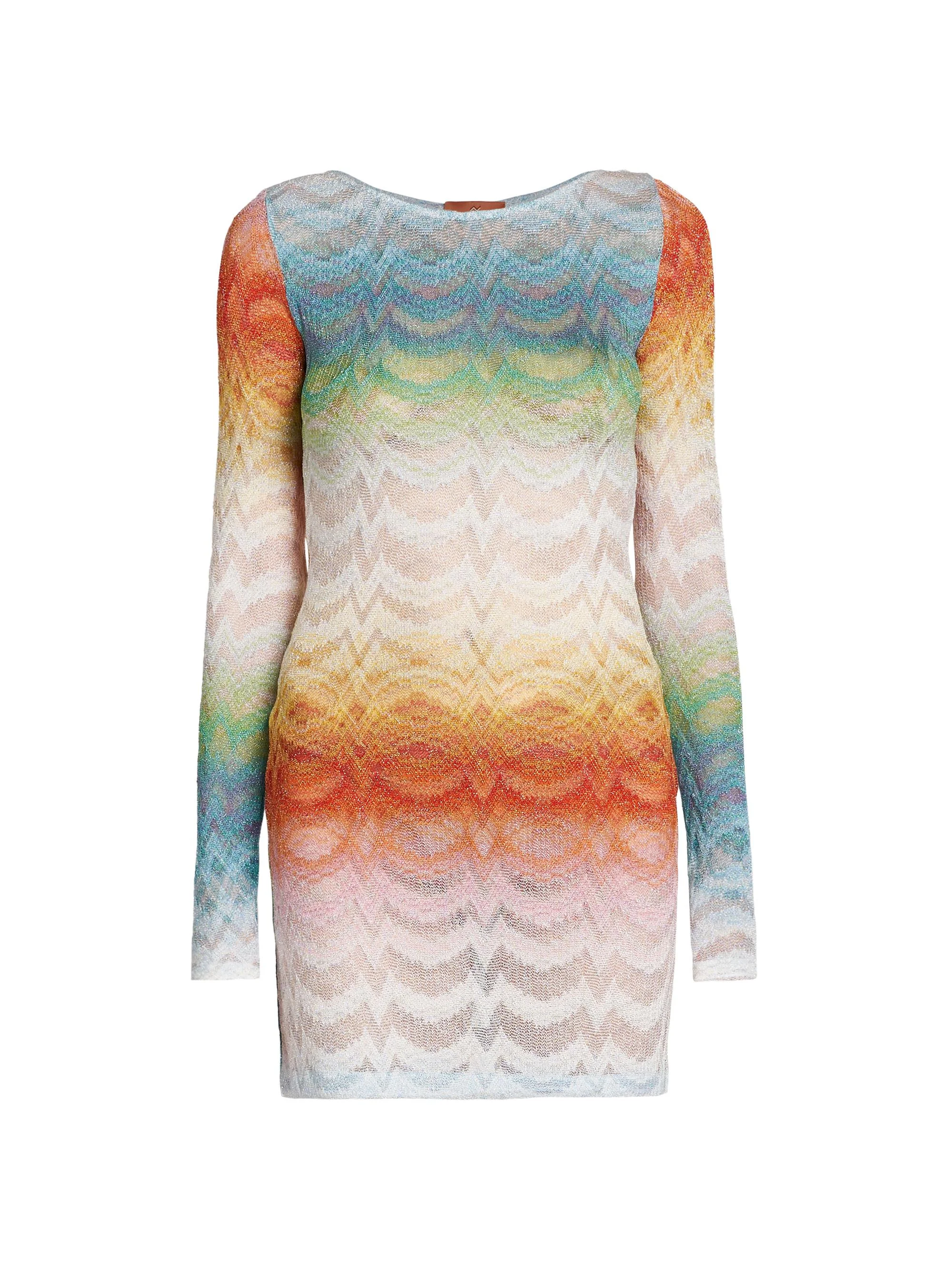 Women's Long-Sleeve Cover-Up Dress - Multicolor - 1