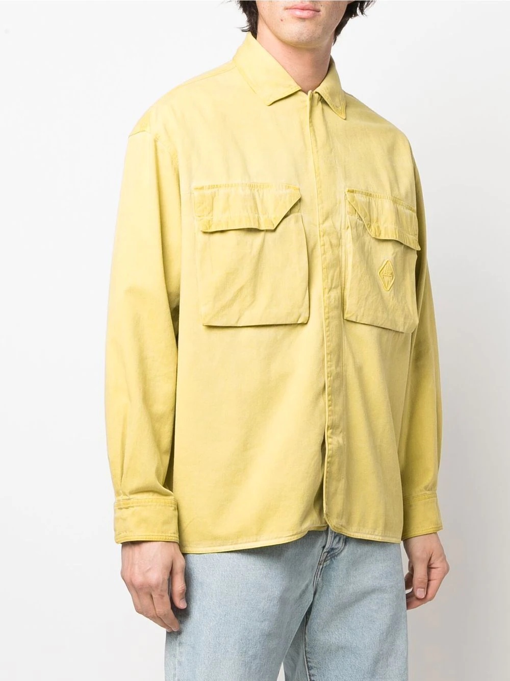 embroidered-logo cotton overshirt - 3