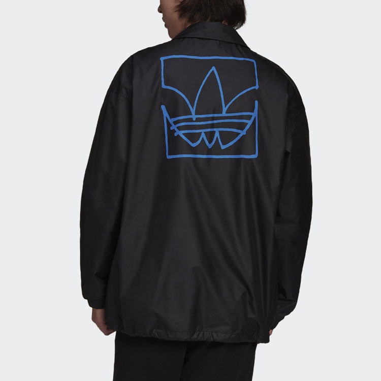 Men's adidas originals C.M.P.COACH JKT Solid Color Lapel Sports Jacket Black H13510 - 4