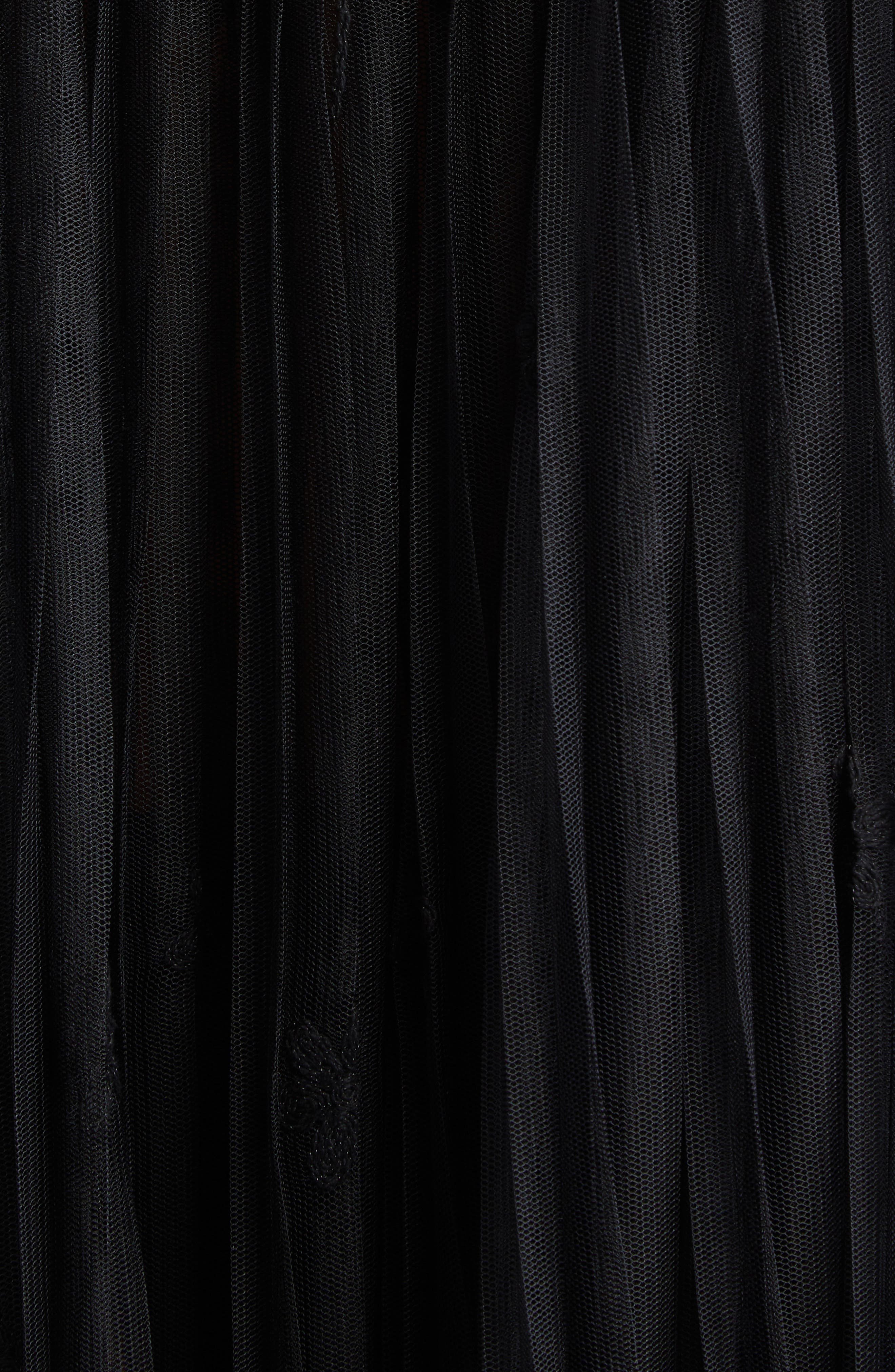 TOTEME Floral Plissé Tulle Maxi Dress in Black at Nordstrom - 6