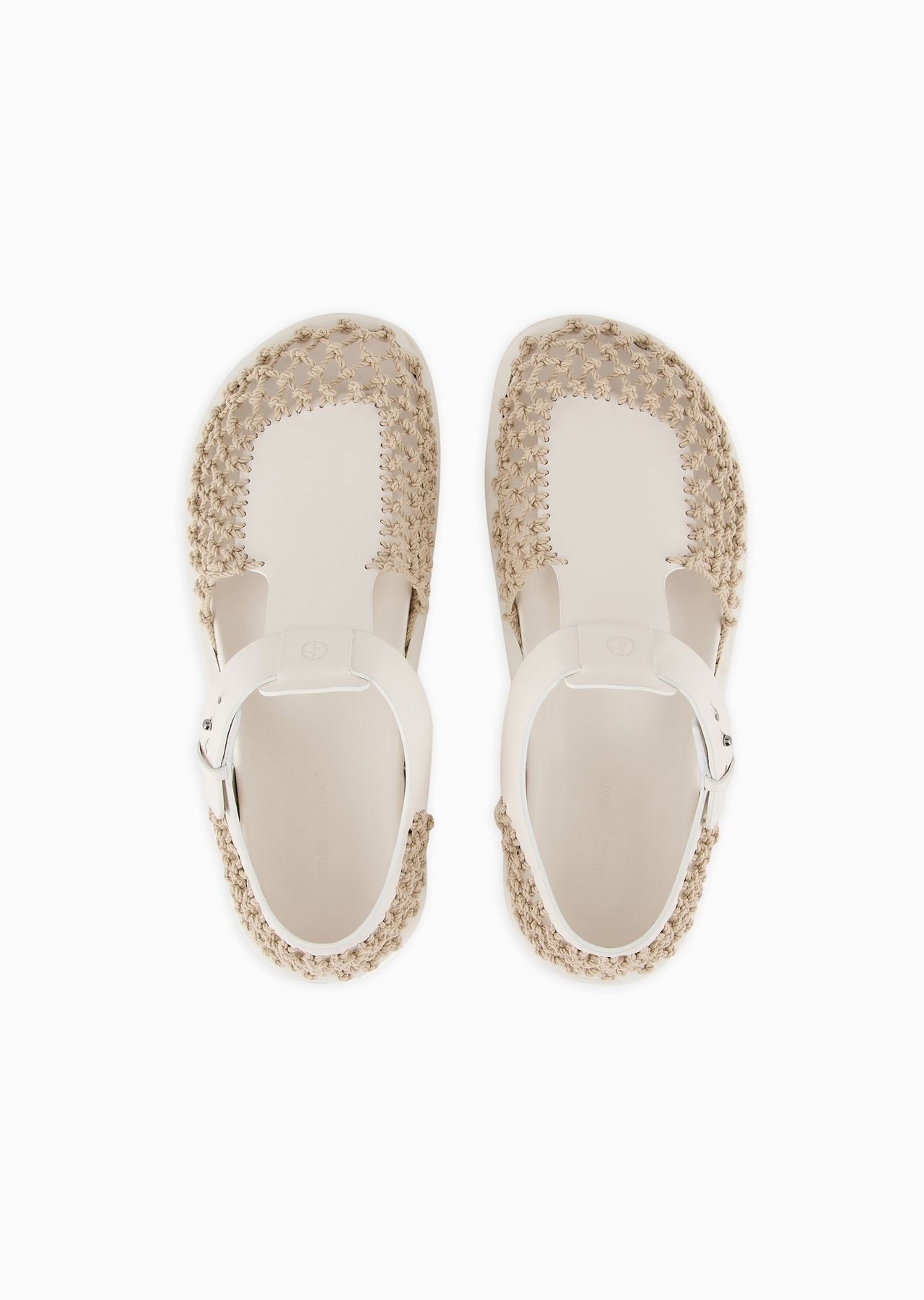 Braided leather and cotton sandals - 3