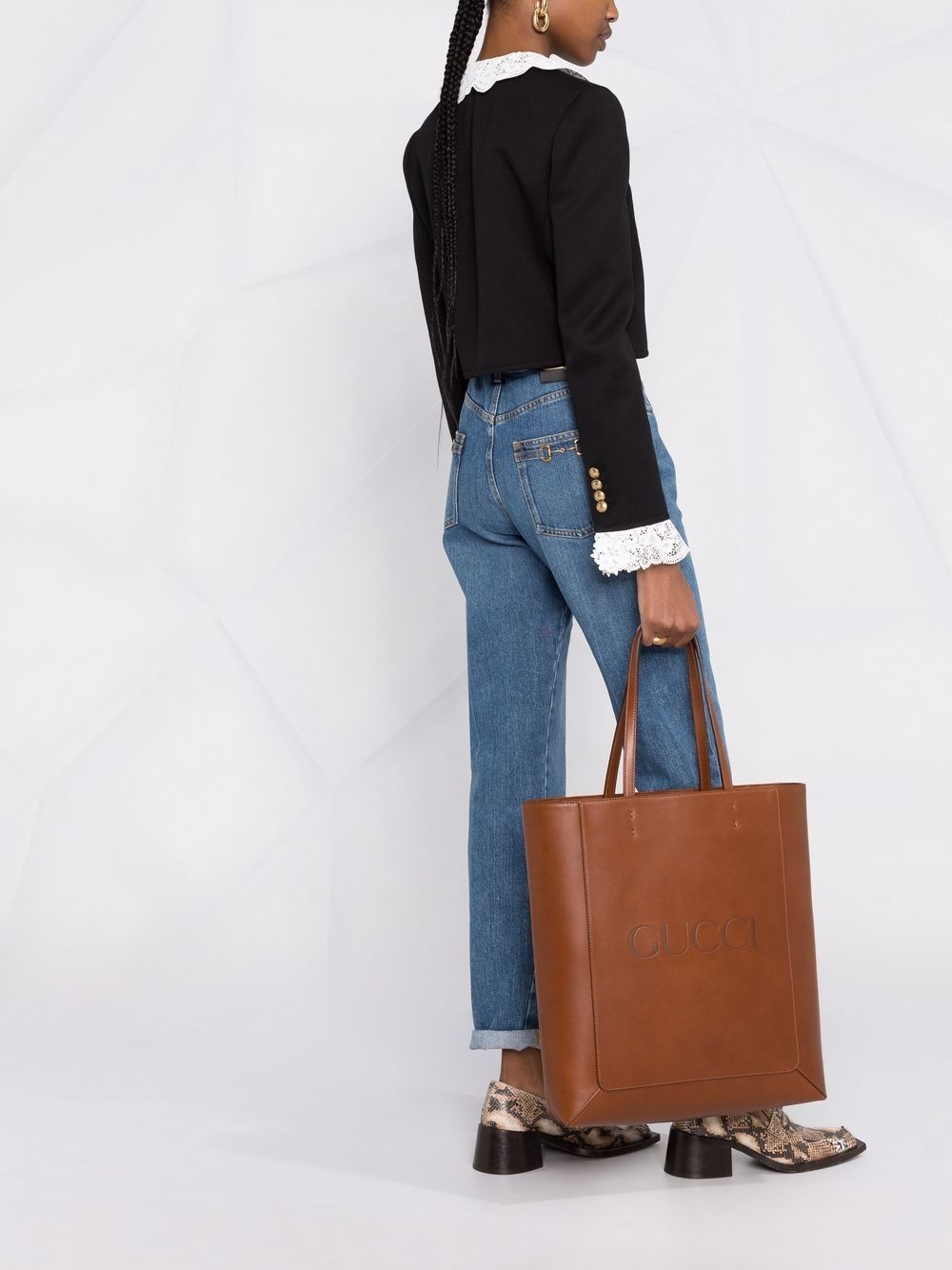 debossed leather tote - 2