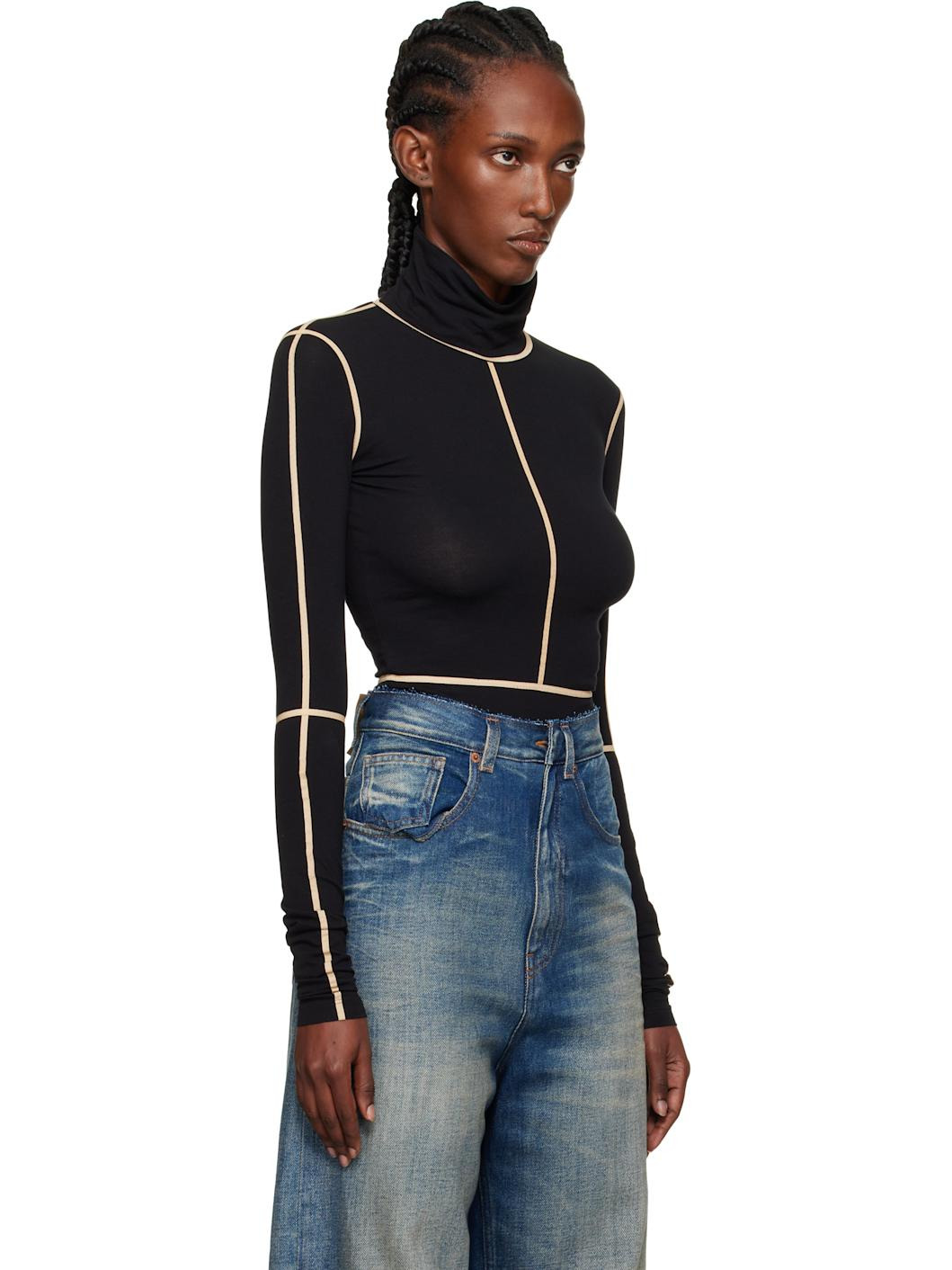 Black Long-Sleeve Bodysuit - 2