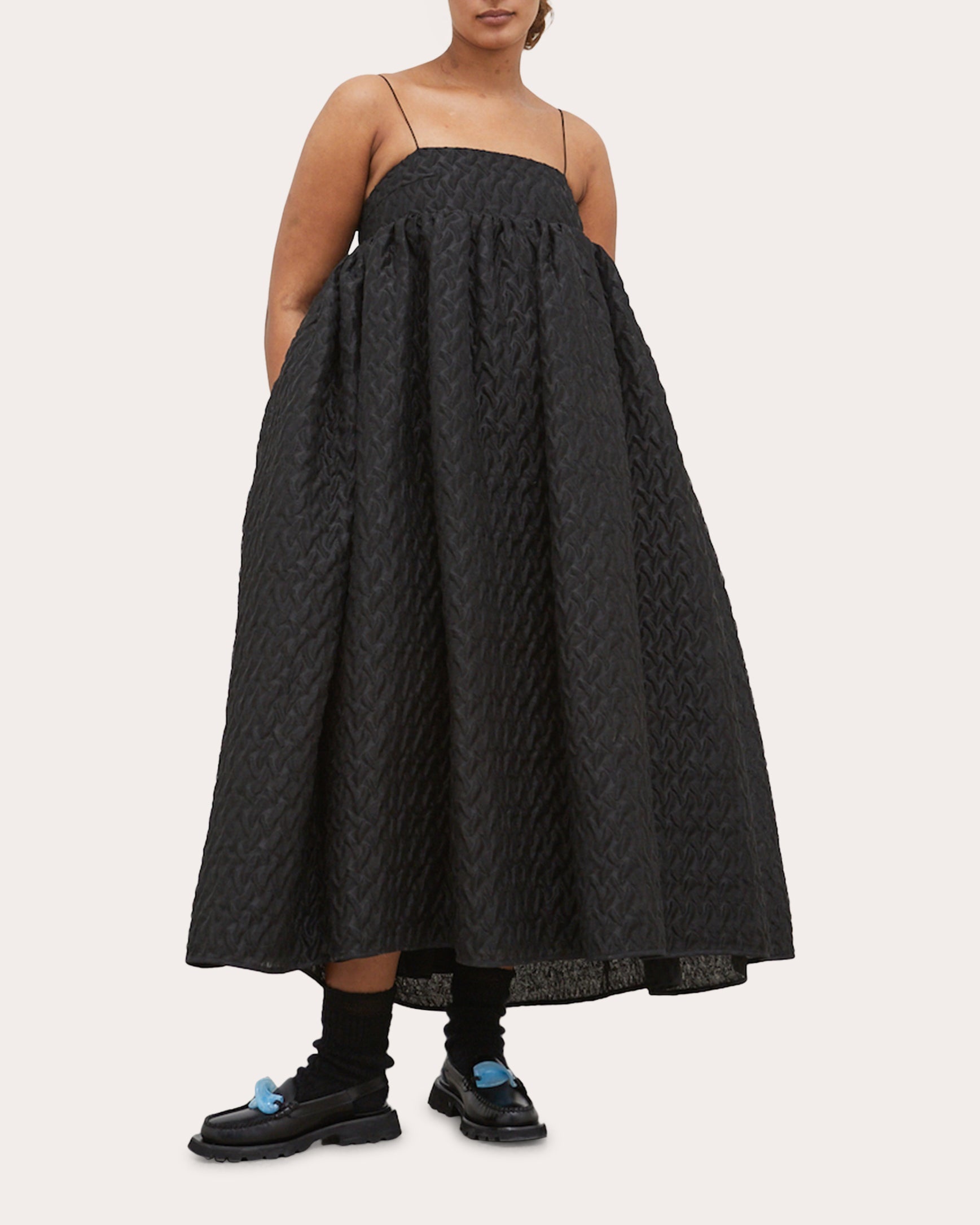 CECILIE BAHNSEN Beth Plissé Linen-Blend Midi Dress | REVERSIBLE
