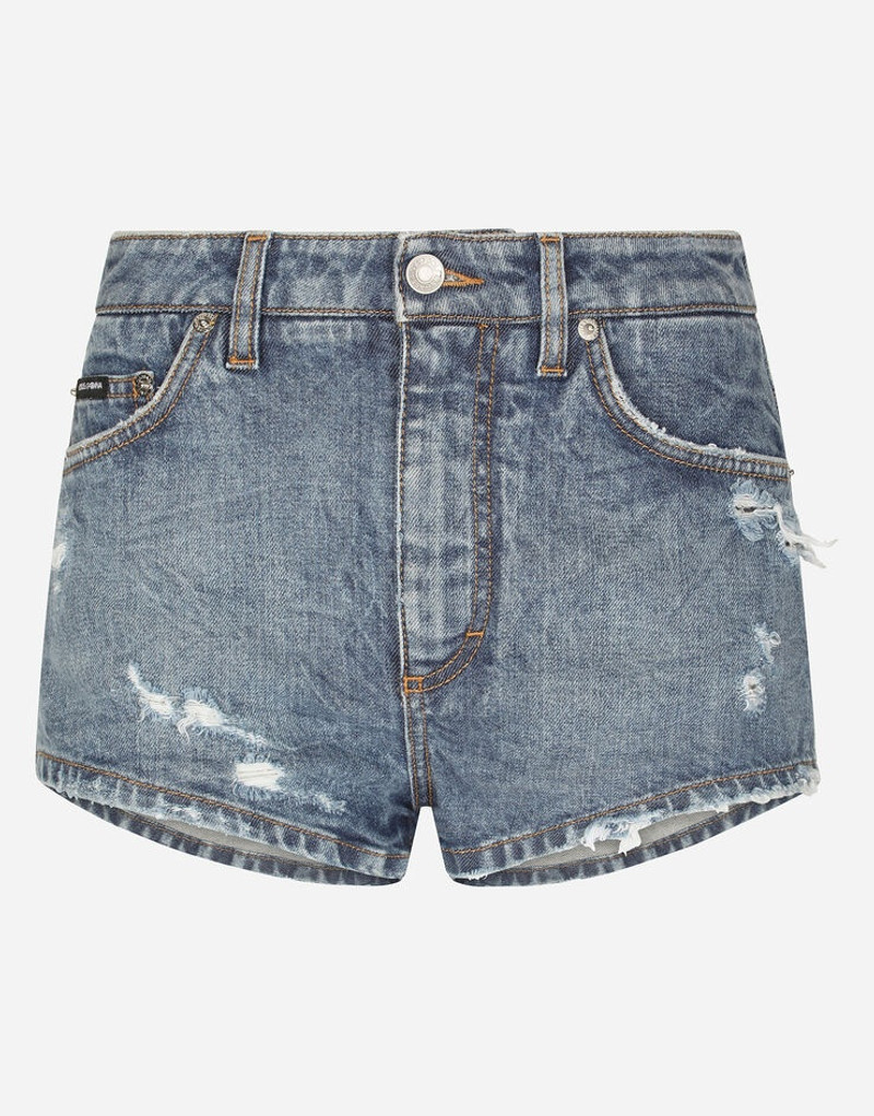Denim shorts with ripped details 1